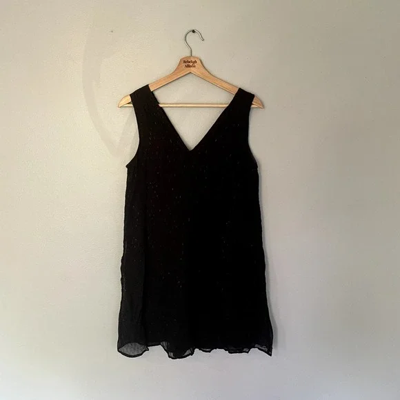 Madewell Nightshine Dress Black Silk Sparkly Shift Dress Size 2 - Picture 11 of 16